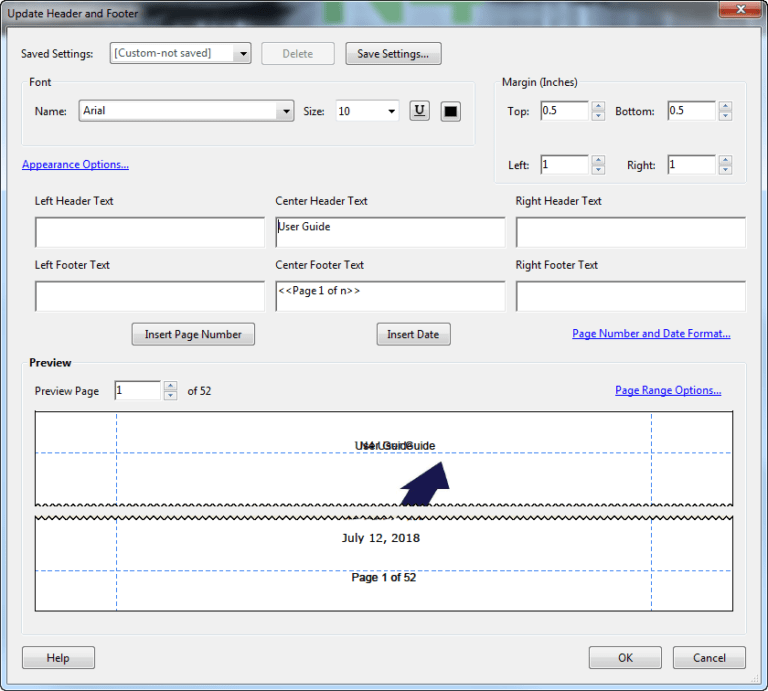 Update Header and Footer form