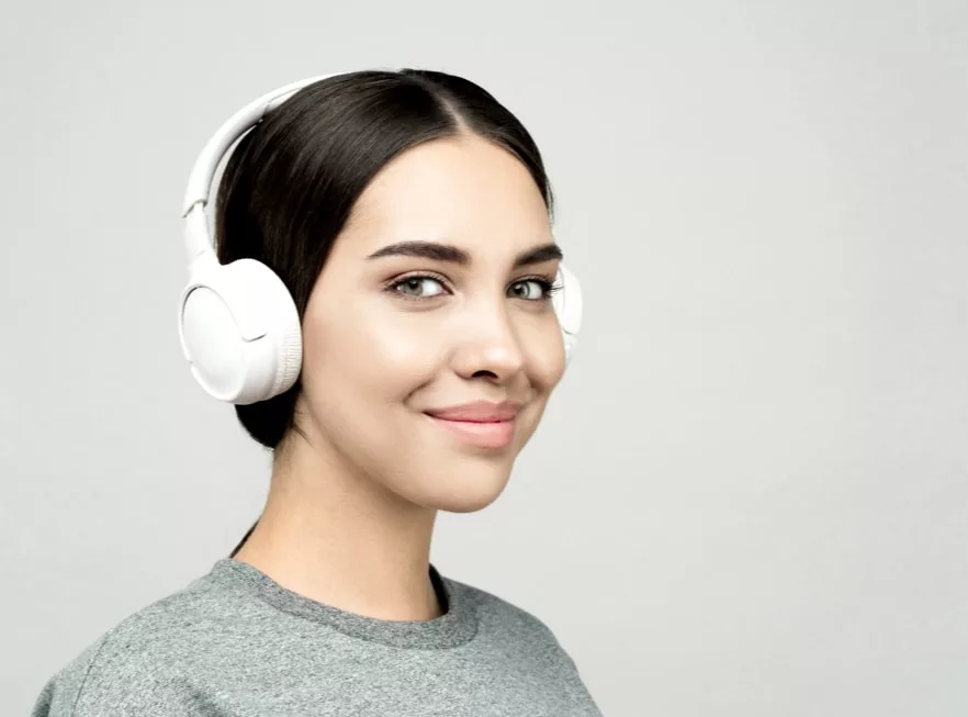 woman with headphones