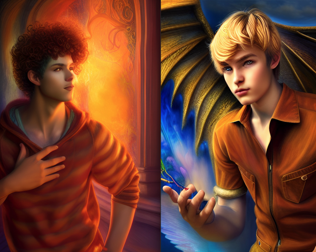 digital images of two teenage boys - main characters from The Merlin Paradox trilogy