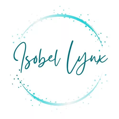 Name: Isobel Lynx in a sparkling teal circle