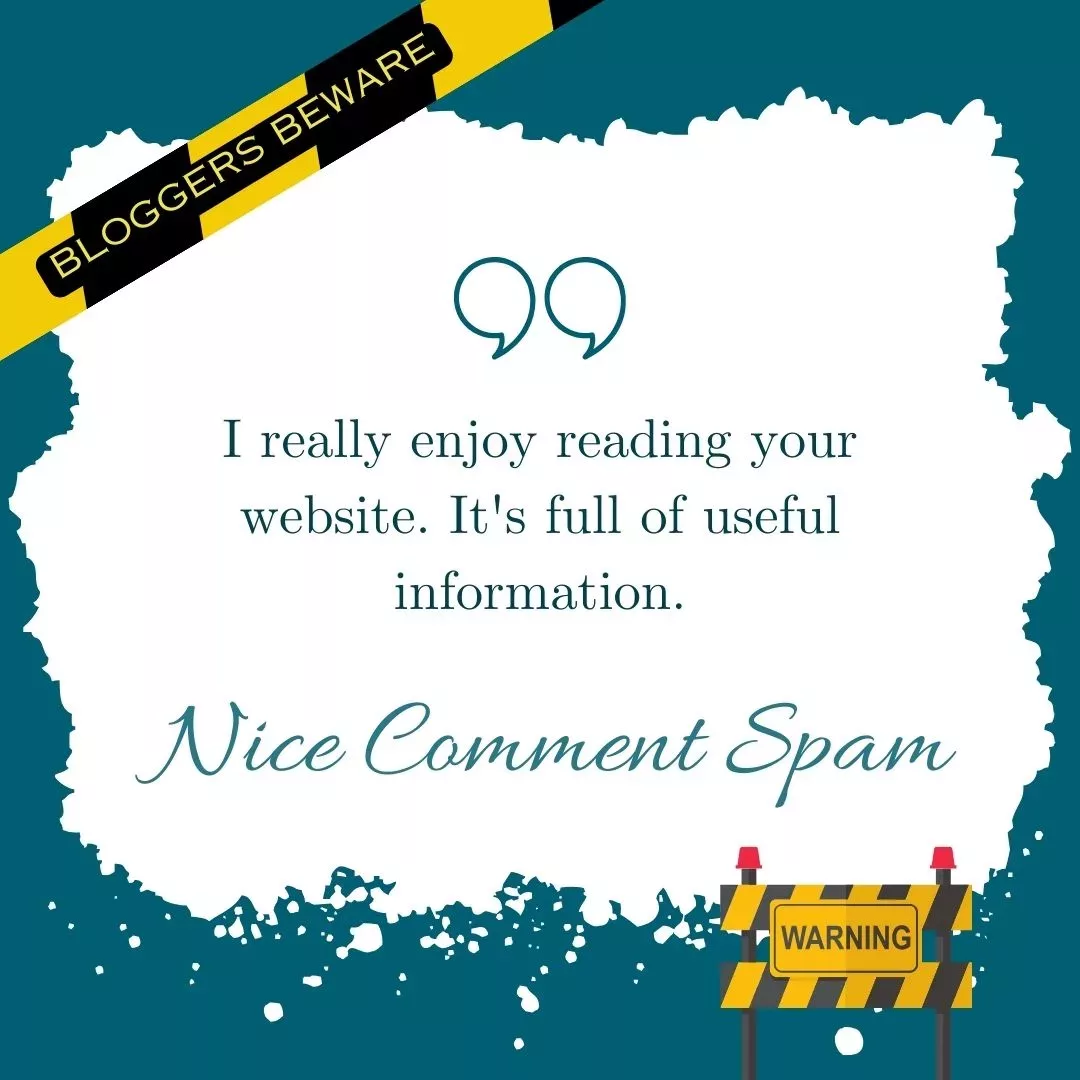 Nice Comment Spam and a quoted example, "I really enjoy reading your website"