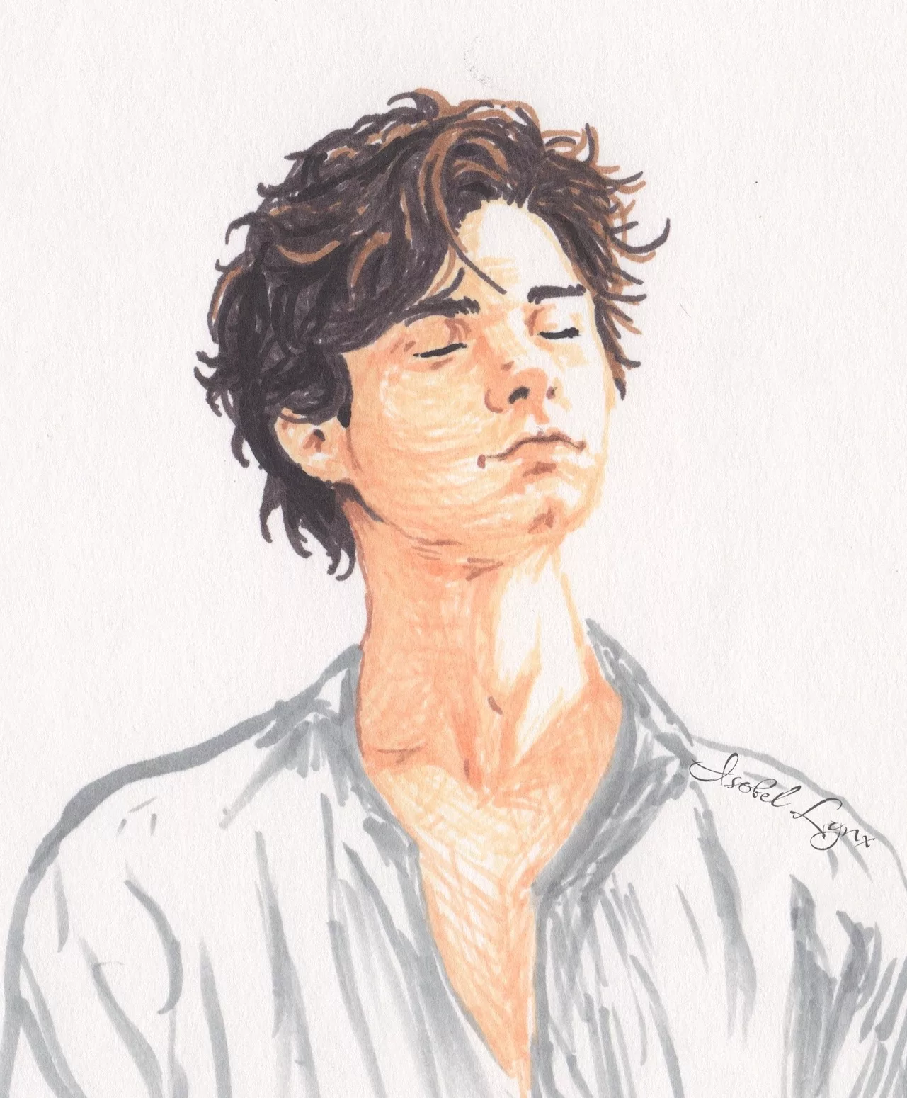 marker drawing of a young caucasian man