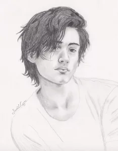 pencil drawing of a young man