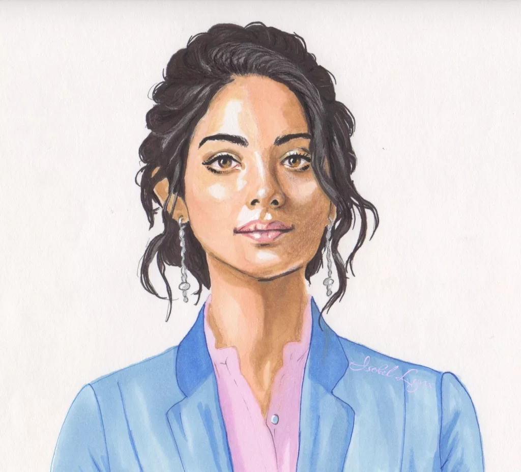 marker drawing of a young woman of Indian descent