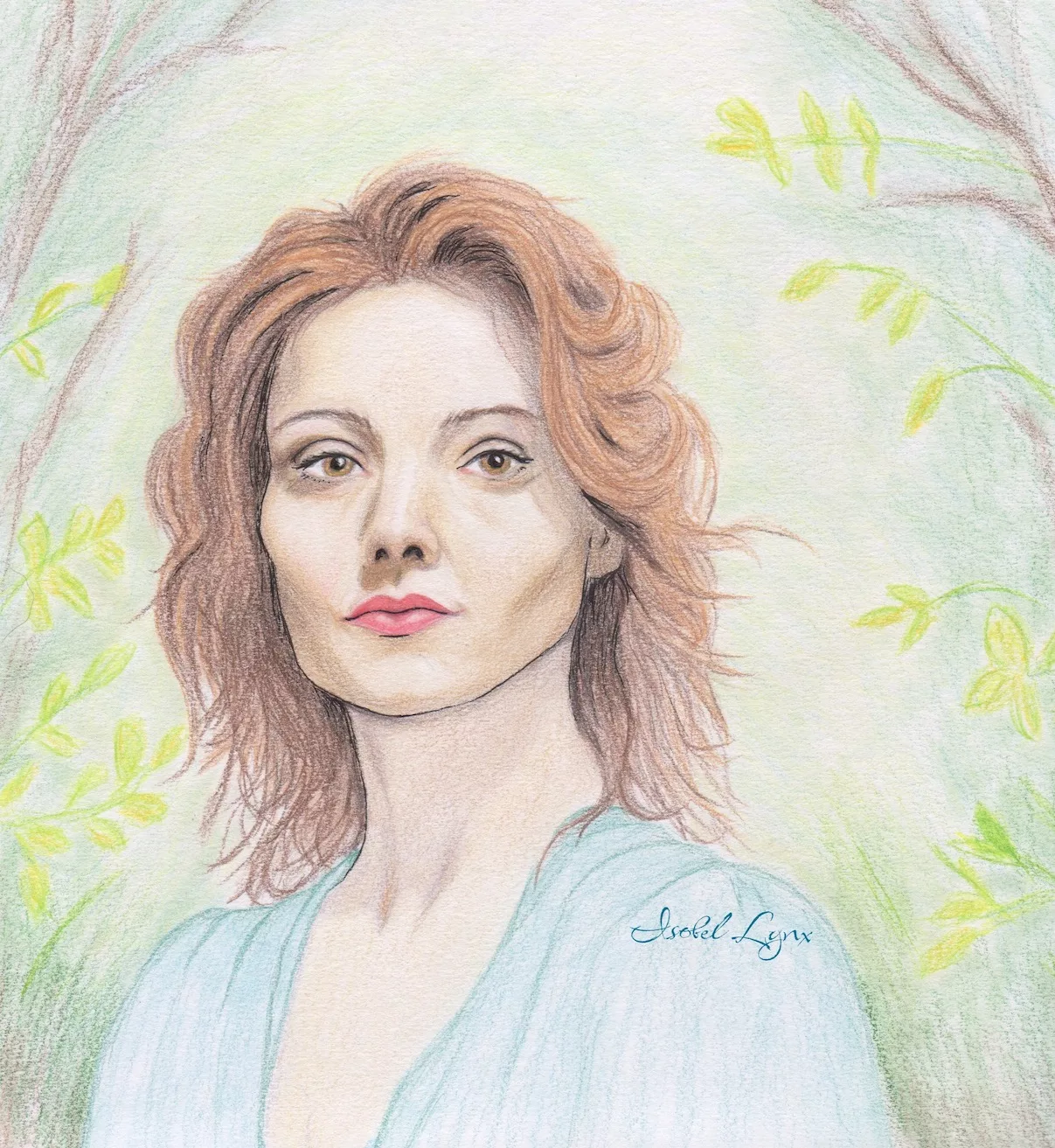 Colored pencil drawing of woman