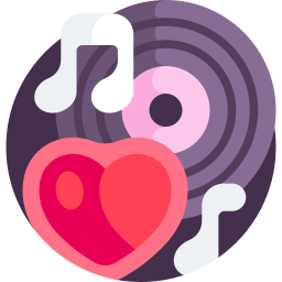 hearth and music notes over a vinyl record