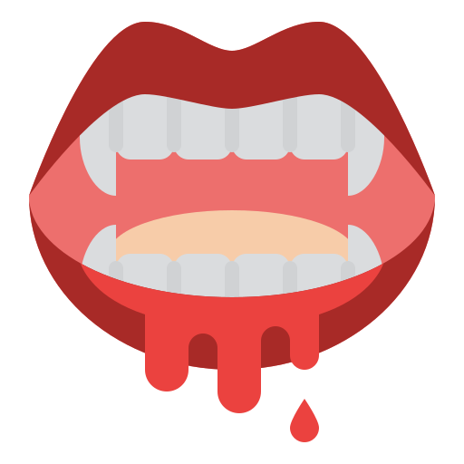 bloody vampire mouth with fangs