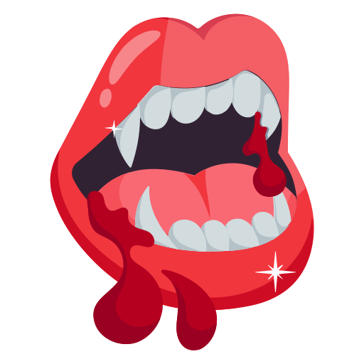 bloody vampire mouth with fangs