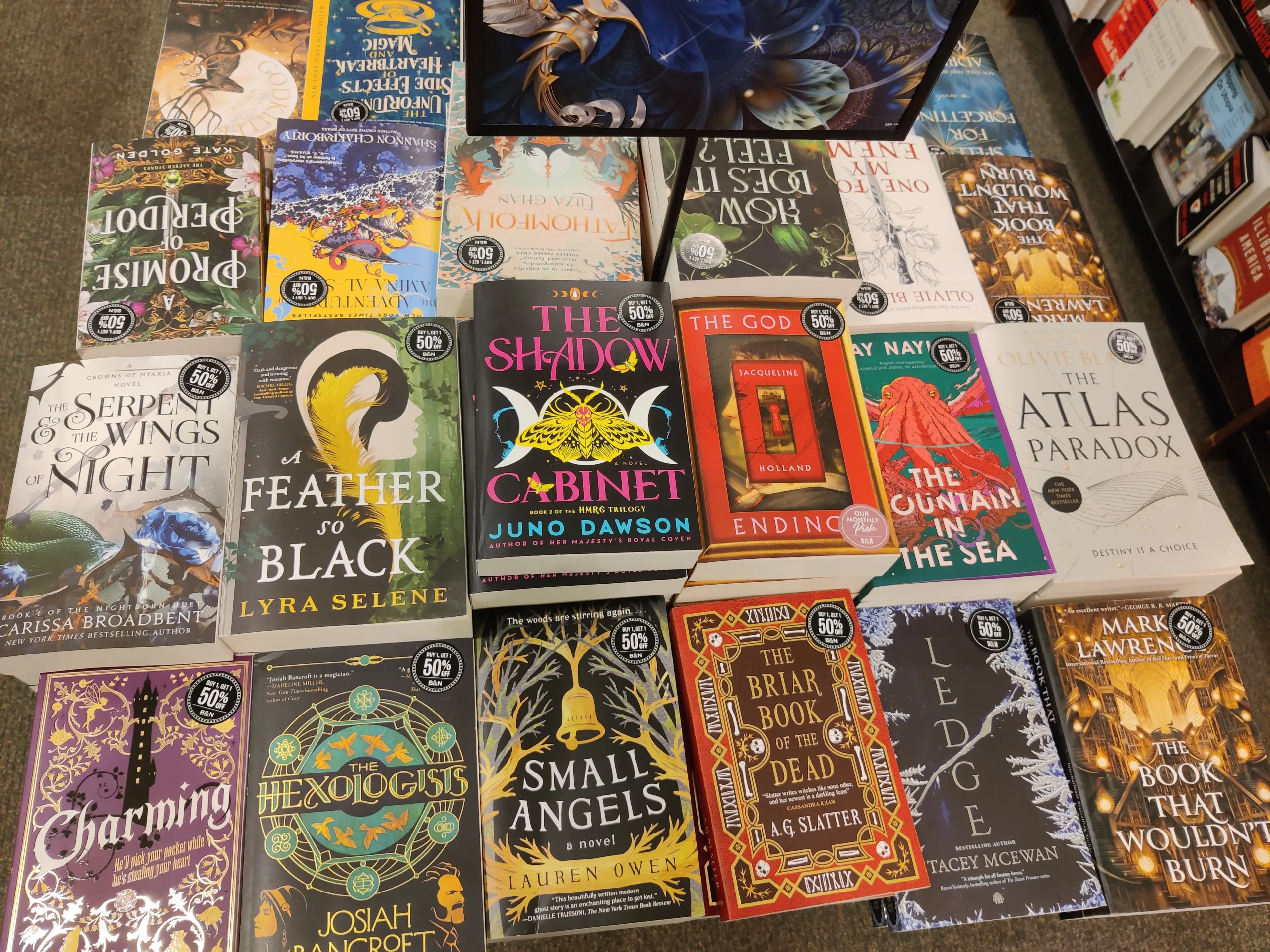 table with many books