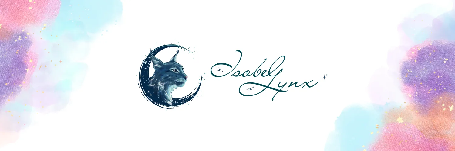 A banner with a circular logo, featuring a drawing of a lynx cat