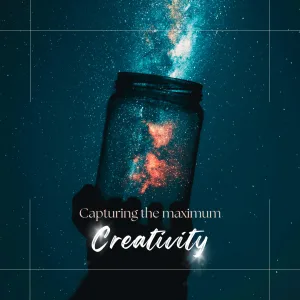 an optical illusion of someone capturing stars into a glass jar